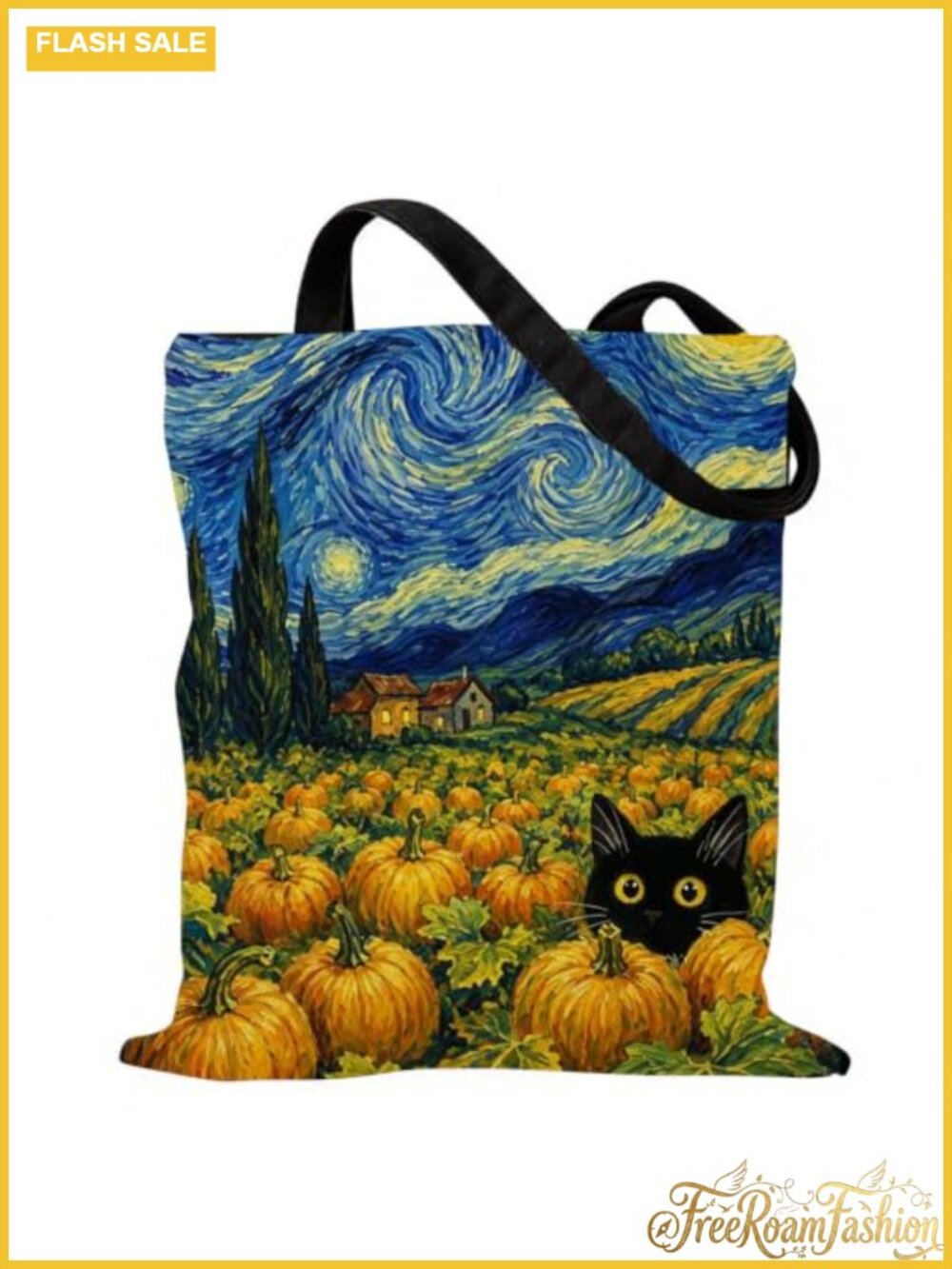 Canvas Tote Bag Halloween Spooky Fall Reusable Shoulder Bag